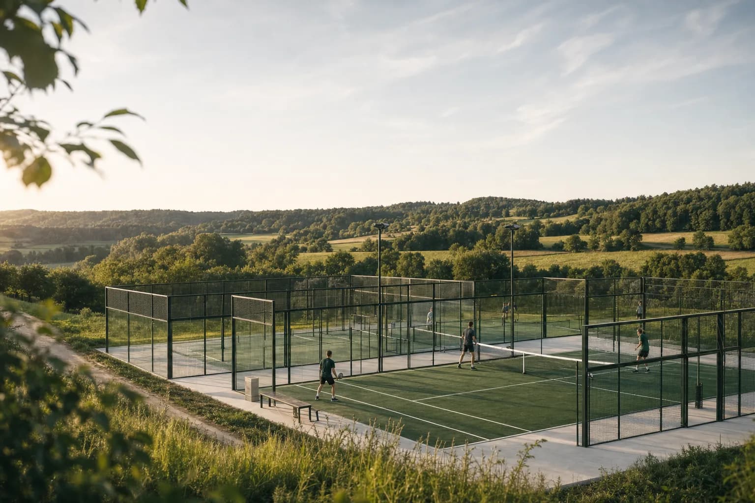 Zwei Padelplätze in einer grünen Landschaft bei Ortenberg